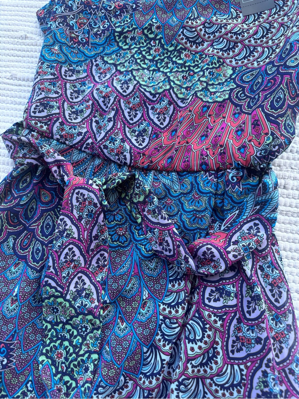 MSK Blue Purple Paisley Handkerchief Hem Midi Dress Size 10 NWT - Picture 8 of 12
